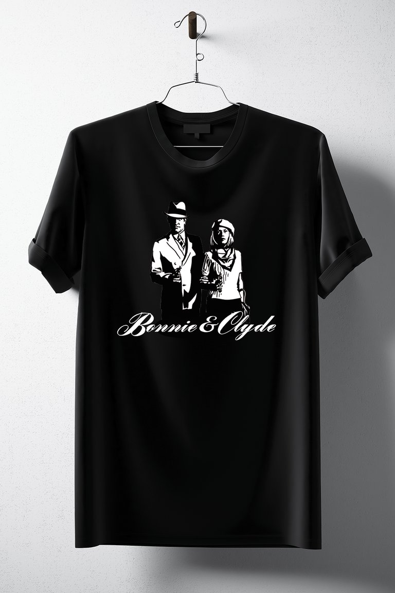 Gangster Bonnie And Clyde T-shirt - Black