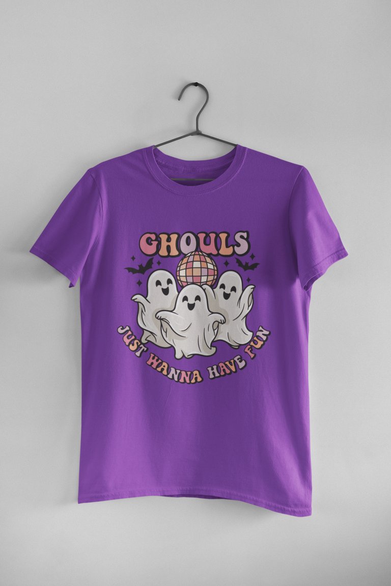 Ghouls Just Wanna Have Fun 80s Halloween Pop Culture T-Shirt - Royal Purple