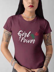 Girl Power Rock Style T-shirt - Maroon