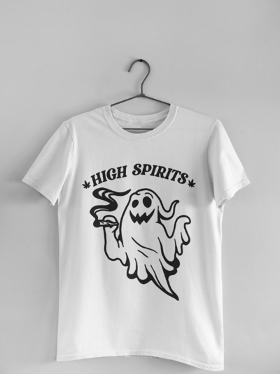 Hipsters Remedy High Spirits Pot Smoking Ghost T-Shirt, Funny Weed Halloween Humor product