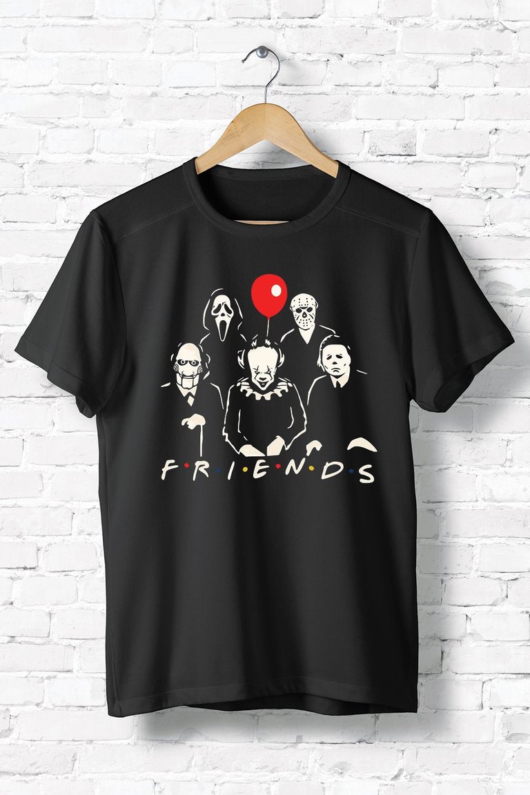 Horror Movie Characters Friends T-Shirt - Black