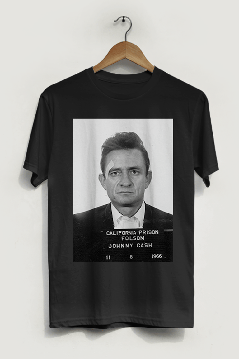 Johnny Cash Mugshot T-Shirt - Black