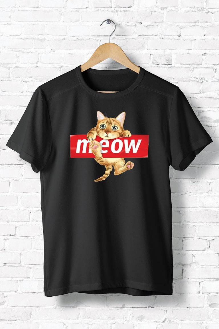 Meow Cat T-shirt - Black