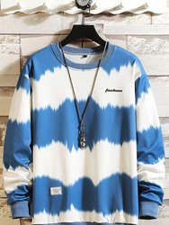 Tie Dye Striped Fashion Sweatshirt - Blue