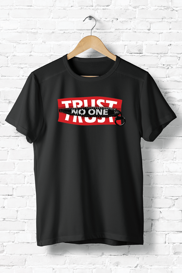 Trust No One T-Shirt - White/Black - Black