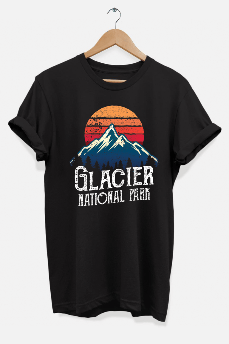 Vintage Glacier National Park T-Shirt - Black