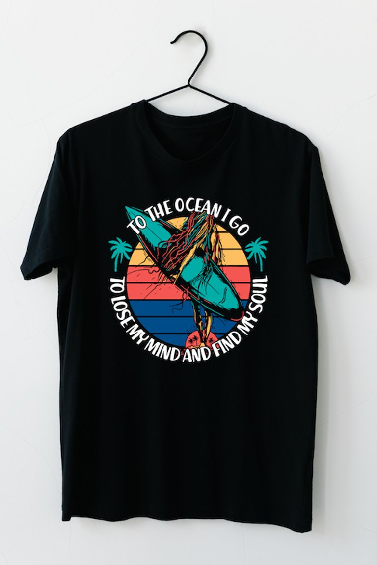 Vintage Surfing Quote T-Shirt - Black
