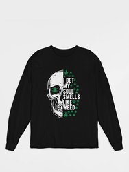 Weed Soul Long Sleeve Skull Shirt - Black