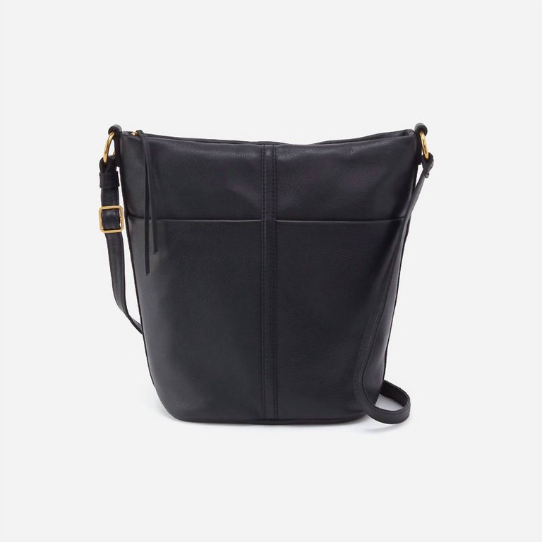 Fern Bucket Crossbody In Pebbled Leather In Black