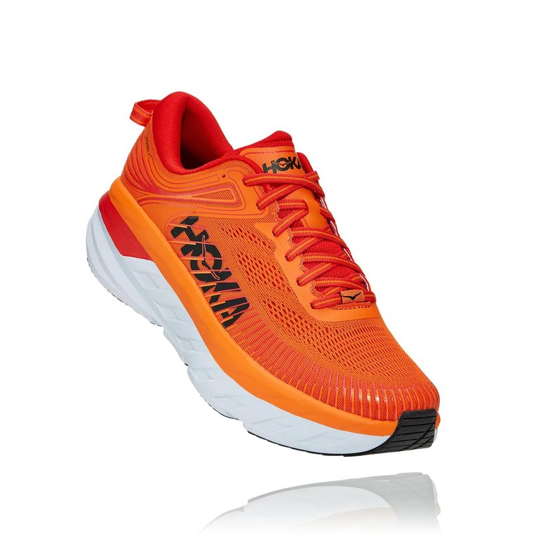 Men's Bondi 7 Running Shoes In Persimmon Orange/ Fiesta