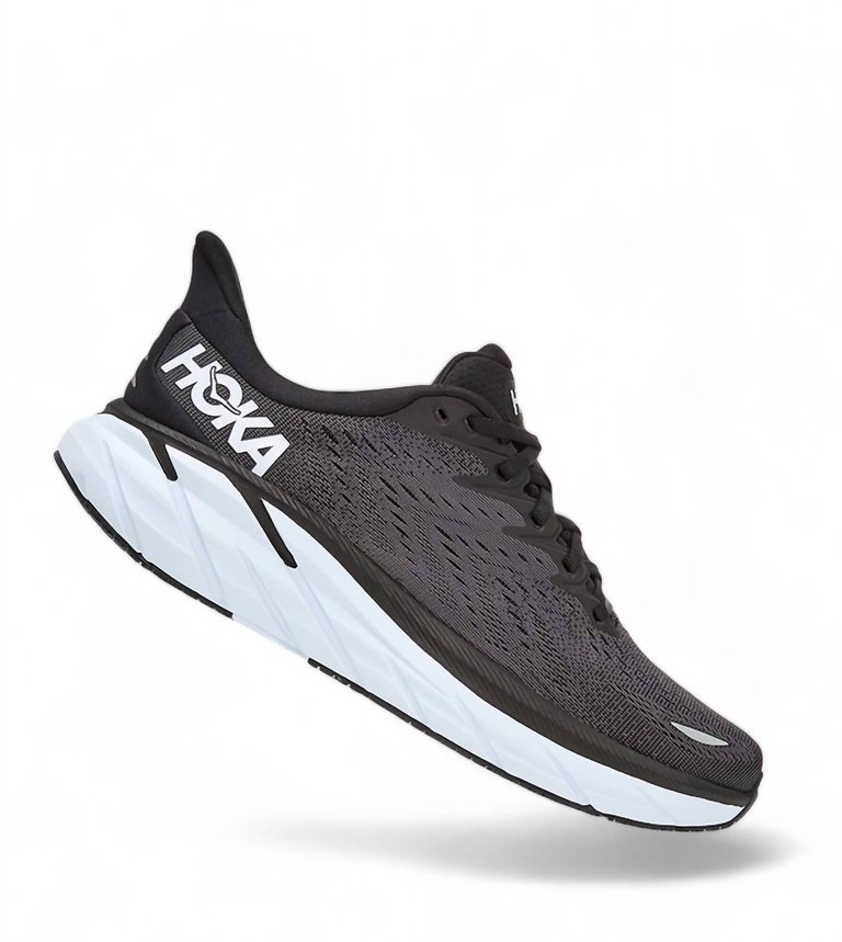 Men's Clifton 8 Running Shoes In Black/White