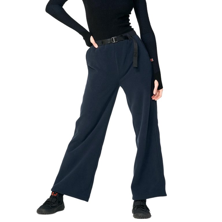 Fleece Wide Leg Pant In Carbon Blue - Carbon Blue