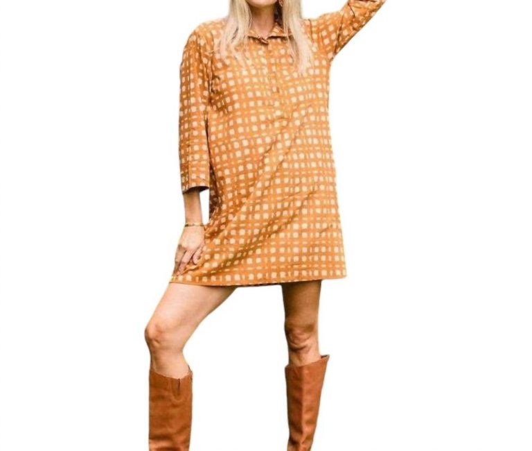 Plaid Arden Dress In Harvest Orange - Harvest Orange