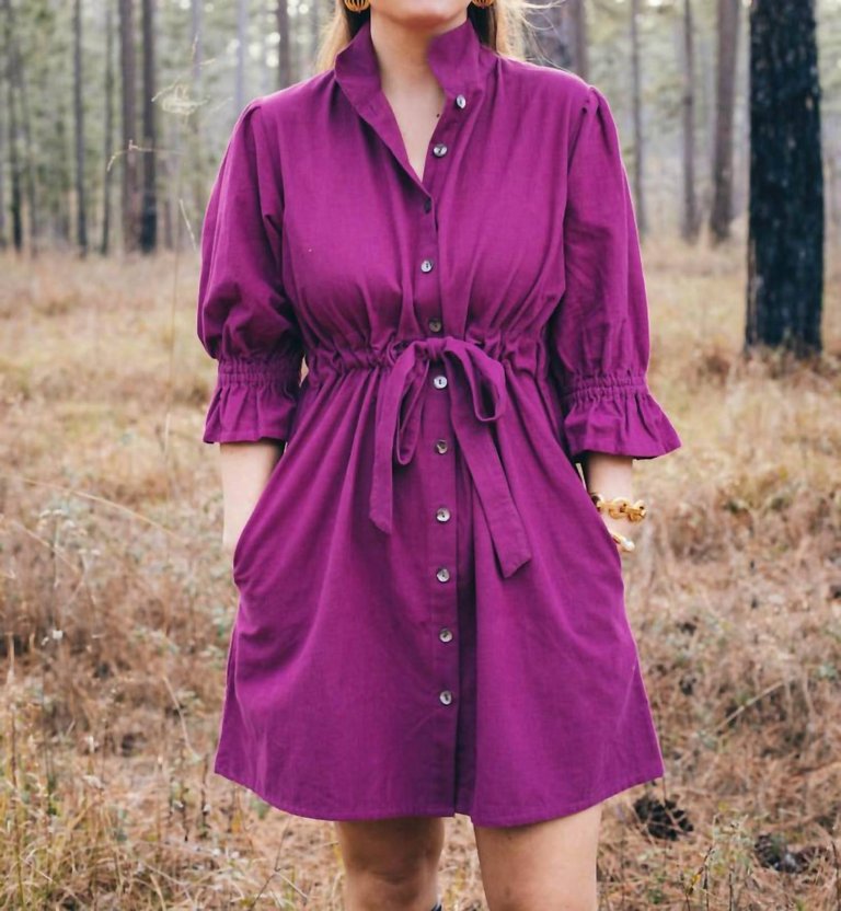 Stella Corduroy Dress In Boysenberry - Boysenberry