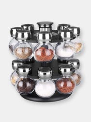 16 Piece Revolving Spice Rack, Black