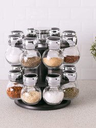 16 Piece Revolving Spice Rack, Black