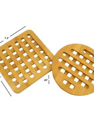 2 Piece Bamboo Trivet, Natural