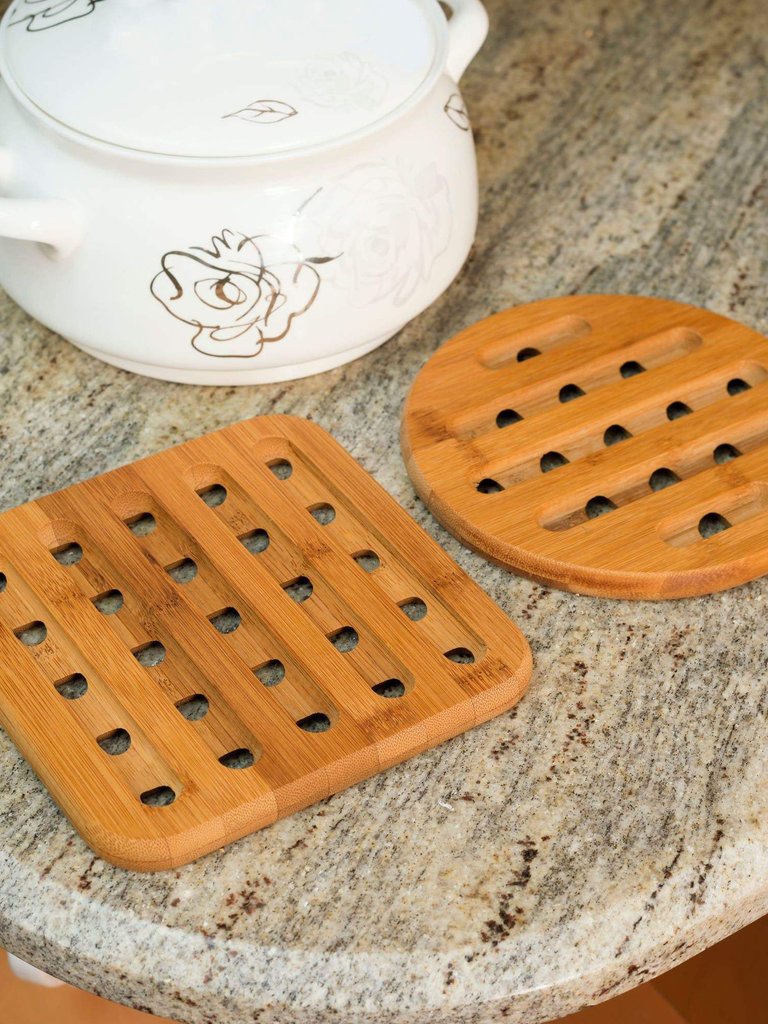 2 Piece Bamboo Trivet, Natural