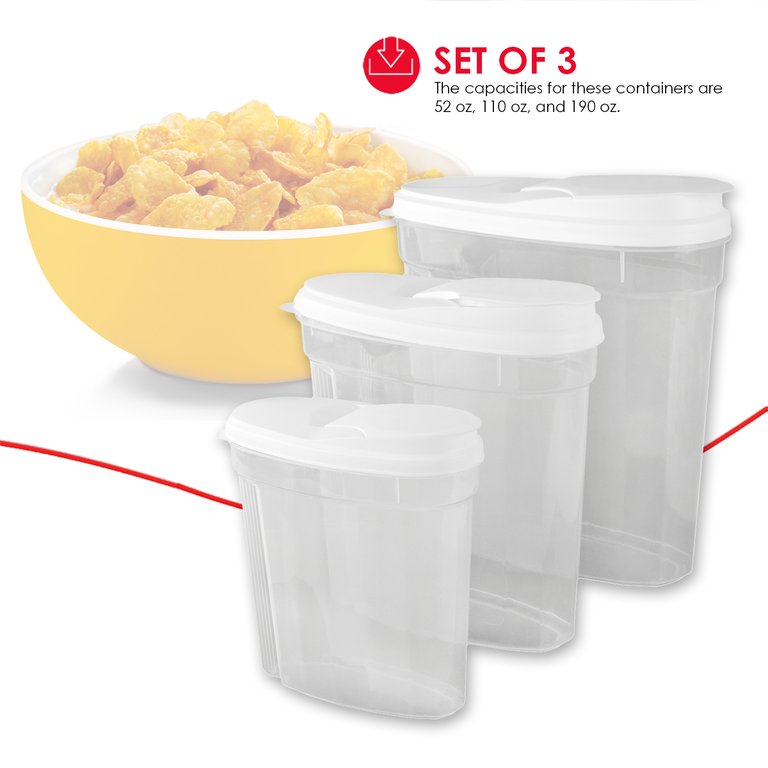 3 Piece Plastic Cereal Containers