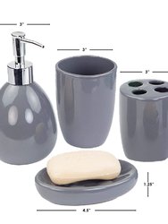 4 Piece Bath Accessory Set, Grey