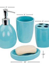 4 Piece Bath Accessory Set, Turquoise