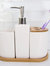 4 Piece Ceramic Bath Accessory Set with Bamboo Accents