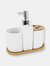 4 Piece Ceramic Bath Accessory Set with Bamboo Accents