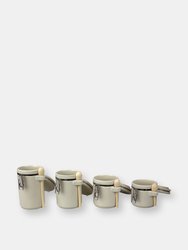 4 Piece Ceramic Canisters with Easy Open Air-Tight Clamp Top Lid and Wooden Spoons, Beige