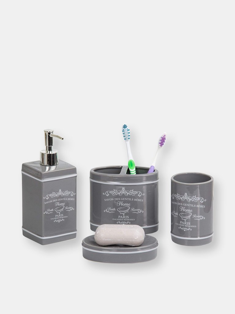 4 Piece Paris Bath Accessory Set