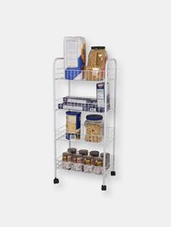 4 Tier Steel Kitchen Trolley, White