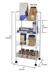 4 Tier Steel Kitchen Trolley, White