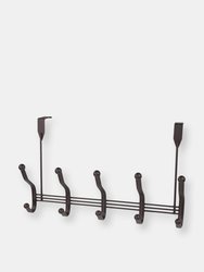 5 Dual Hook Over the Door Steel Organizing Rack, Bronze