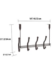 5 Dual Hook Over the Door Steel Organizing Rack, Bronze