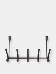 5 Dual Hook Over the Door Steel Organizing Rack, Bronze