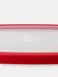 5 Piece Spill-Proof  Rectangle Plastic Food Storage  Container with Ventilated, Snap-On  Lids, Red