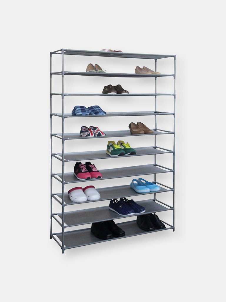 50 Pair Non-Woven Multi-Purpose Stackable Free-Standing Shoe Rack, Grey