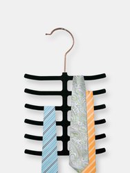 6 Tier Non-Slip Velvet Tie Hanger, Black