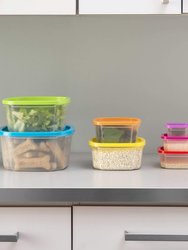 7 Piece Plastic Food Storage Container Set with Multi-Colored Lids