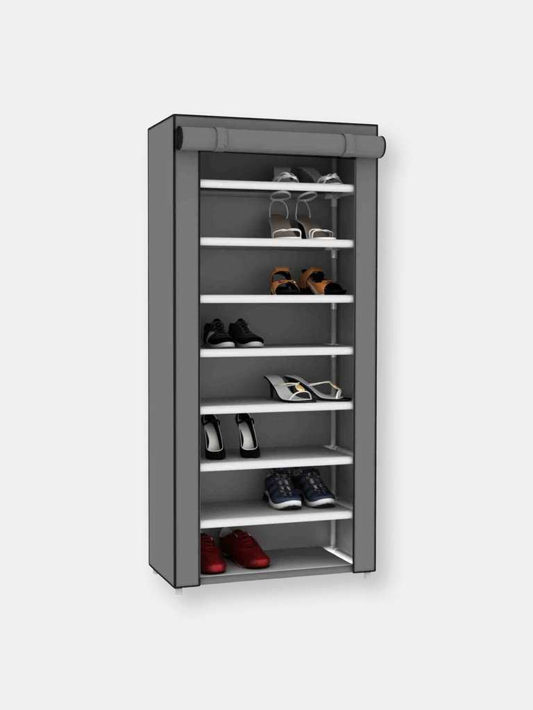 8  Tier Portable Polyester Shoe Closet, Grey