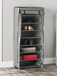 8  Tier Portable Polyester Shoe Closet, Grey