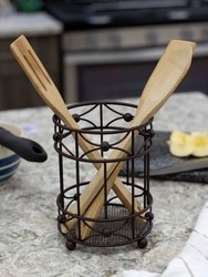 Arbor Collection Cutlery Holder with Mesh Bottom and Non-Skid Feet, Oil-Rubbed Bronze