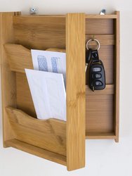 Bamboo Letter Rack with Key Box, Natural