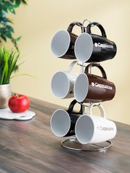 Cappuccino 6 Piece Mug Set With Stand