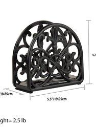 Cast Iron Fleur De Lis Napkin Holder, Black