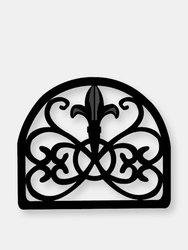 Cast Iron Fleur De Lis Napkin Holder, Black