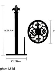 Cast Iron Fleur De Lis Paper Towel Holder, Black