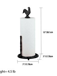 Cast Iron Rooster Paper Towel Holder, Black