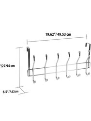 Chrome Plated Steel Over the Door 6-Hook Hanging Rack