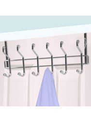 Chrome Plated Steel Over the Door 6-Hook Hanging Rack