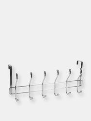 Chrome Plated Steel Over the Door 6-Hook Hanging Rack